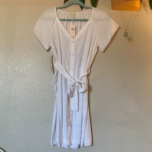 Anthropologie Cloth & Stone Mini White Button Down Dress